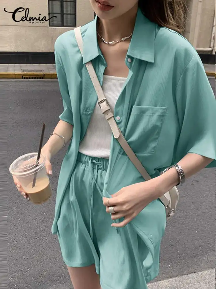 Celmia Women 2 PCS Short Sets Fashion Buttons Lapel Shirts and Elastic Waist Short Suit 2022 Office Summer Casual Loose Sets
Celmia Women 2 PCS Short Sets Fashion Buttons Lapel Shirts and Elastic Waist Short Suit 2022 Office Summer Casual Loose Sets