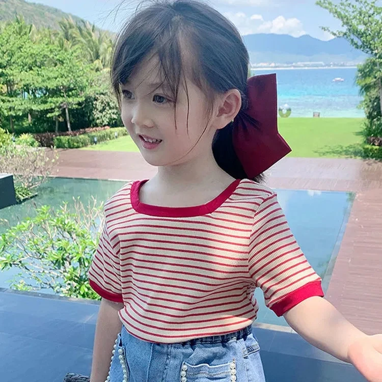 Girls casual Short Sleeve T-Shirt new children's baby kids girls summer clothes baby striped thin cotton tops P4 712
Girls casual Short Sleeve T-Shirt new children's baby kids girls summer clothes baby striped thin cotton tops P4 712