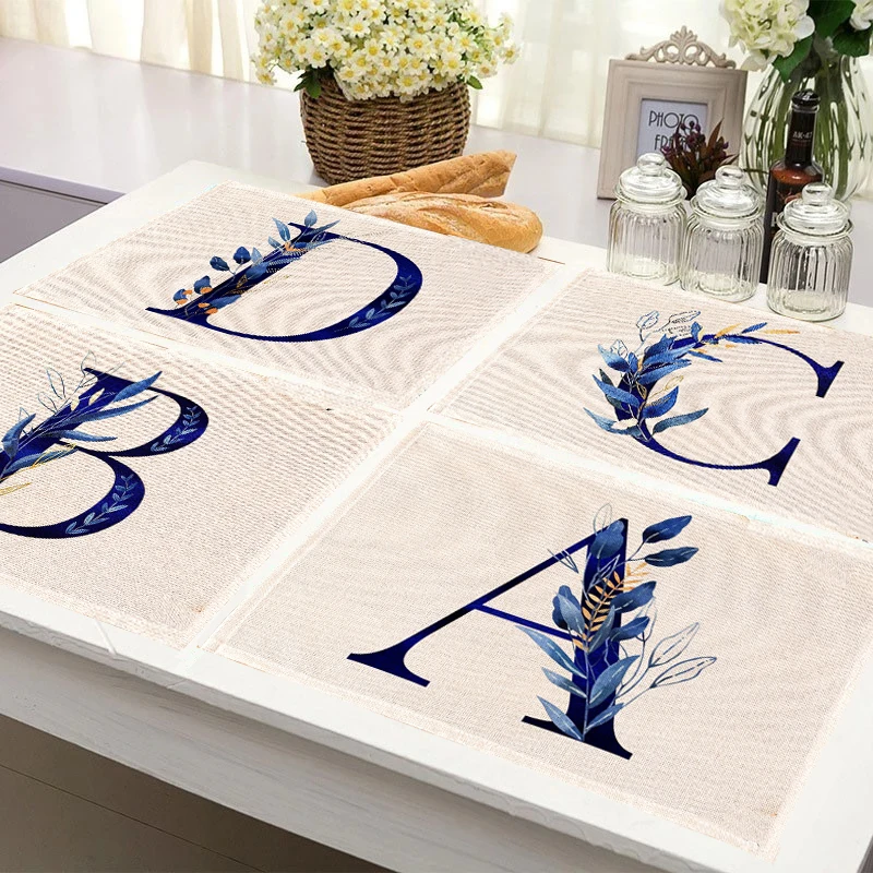 

Кухонная подстилка с синими буквами, домашний декор, коврики для обеденного стола, подставка под чай, хлопковая чаша, подставка под чашку, коврики для украшения дома