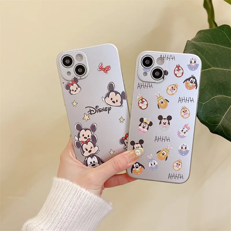 

Disney Matte Mickey Minnie for iPhone7/8P/XS/XR/11/12promax/13 Apple Phone Case Silver Plated Cute Mickey Mouse Protective Cover