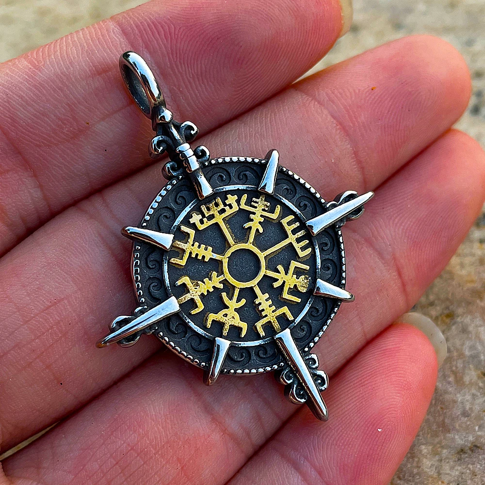 Norse Compass Pendant Necklace Stainless Steel Vintage Viking Vegvisir Necklace For Men Fashion Biker Amulet Jewelry Wholesale
Norse Compass Pendant Necklace Stainless Steel Vintage Viking Vegvisir Necklace For Men Fashion Biker Amulet Jewelry Wholesale
