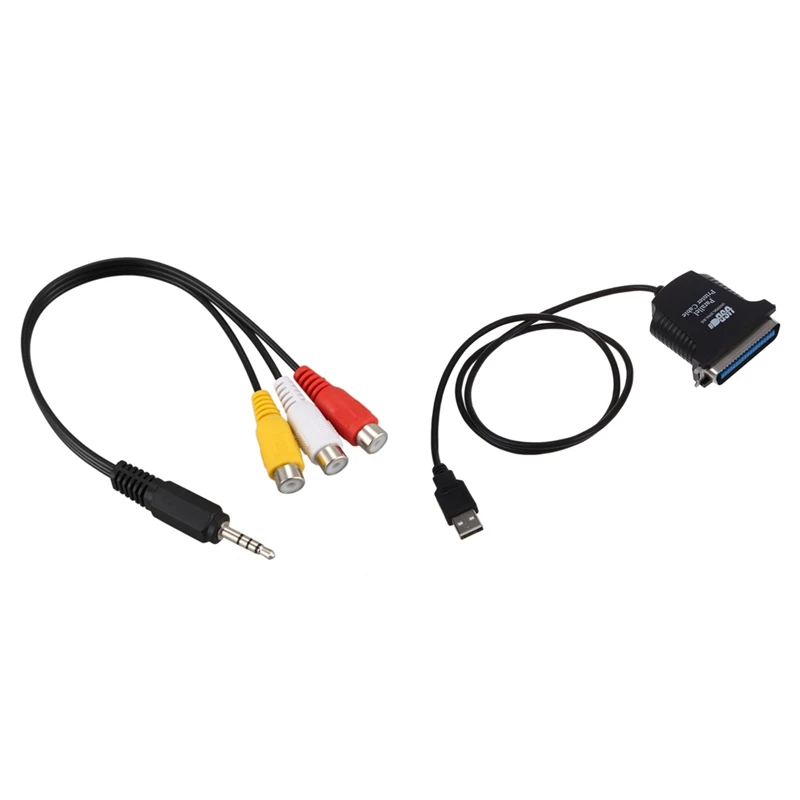 2PC USB To Parallel 36 Pin Centronics Printer Adapter Cable With 3.5Mm Male Plug To 3 RCA Female Audio Video AV Cable
2PC USB To Parallel 36 Pin Centronics Printer Adapter Cable With 3.5Mm Male Plug To 3 RCA Female Audio Video AV Cable