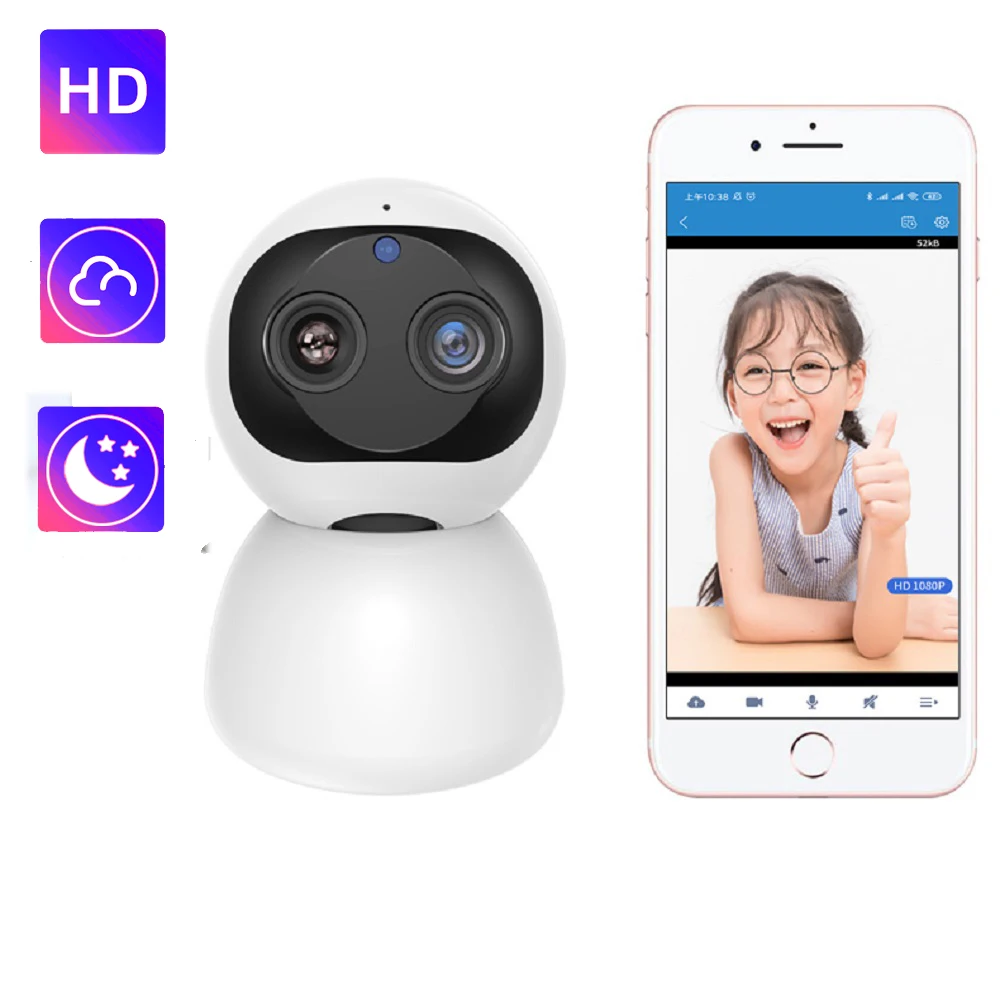 IP Camera Baby Monitor Mini Wifi Babyphone 360 PTZ HD 1080P for Home Surveillance Wireless Camara Night Vision Security Cameras
IP Camera Baby Monitor Mini Wifi Babyphone 360 PTZ HD 1080P for Home Surveillance Wireless Camara Night Vision Security Cameras