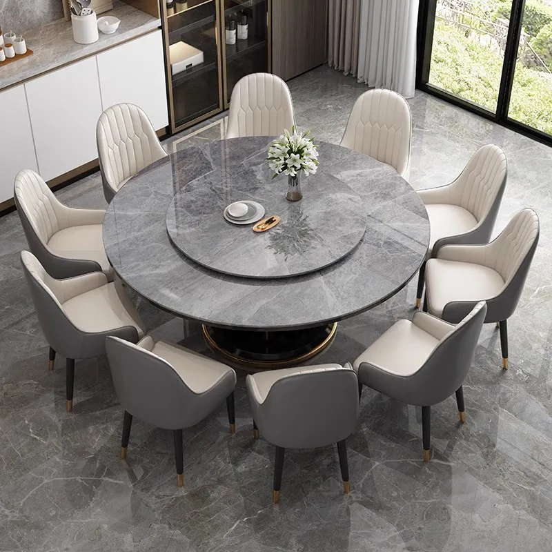 

Дизайнерский обеденный стол в скандинавском стиле, роскошный круглый обеденный стол из мрамора белого цвета на 8 персон, украшения для гостиной