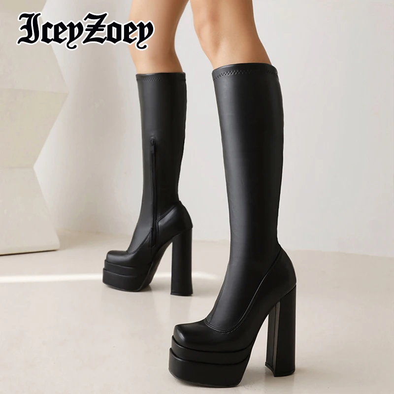 Женские длинные сапоги IceyZoey, черные сапоги на высоком толстом каблуке, зимние сапоги до колена, большие размеры 34-48, 2023
Женские длинные сапоги IceyZoey, черные сапоги на высоком толстом каблуке, зимние сапоги до колена, большие размеры 34-48, 2023
