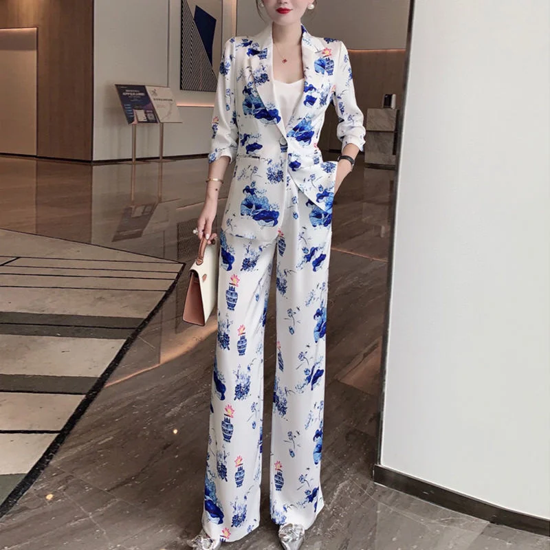 Satin Suit Women's Leisure Summer New Fashion Blue And White Porcelain Printing Two Piece Slim Wide Leg Womens Cargo Pants Oodji
Satin Suit Women's Leisure Summer New Fashion Blue And White Porcelain Printing Two Piece Slim Wide Leg Womens Cargo Pants Oodji