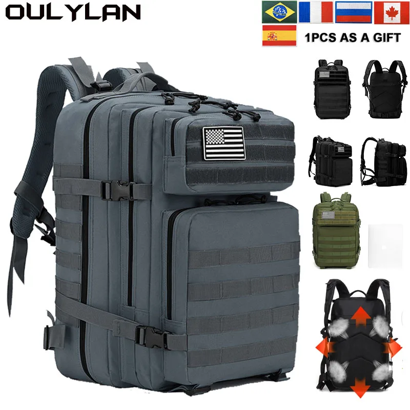 

Большой Вместительный мужской тактический военный рюкзак Oulylan 45 л 3 дня, армейские штурмовые сумки Molle для активного отдыха, Походов, Кемпинга, рюкзак