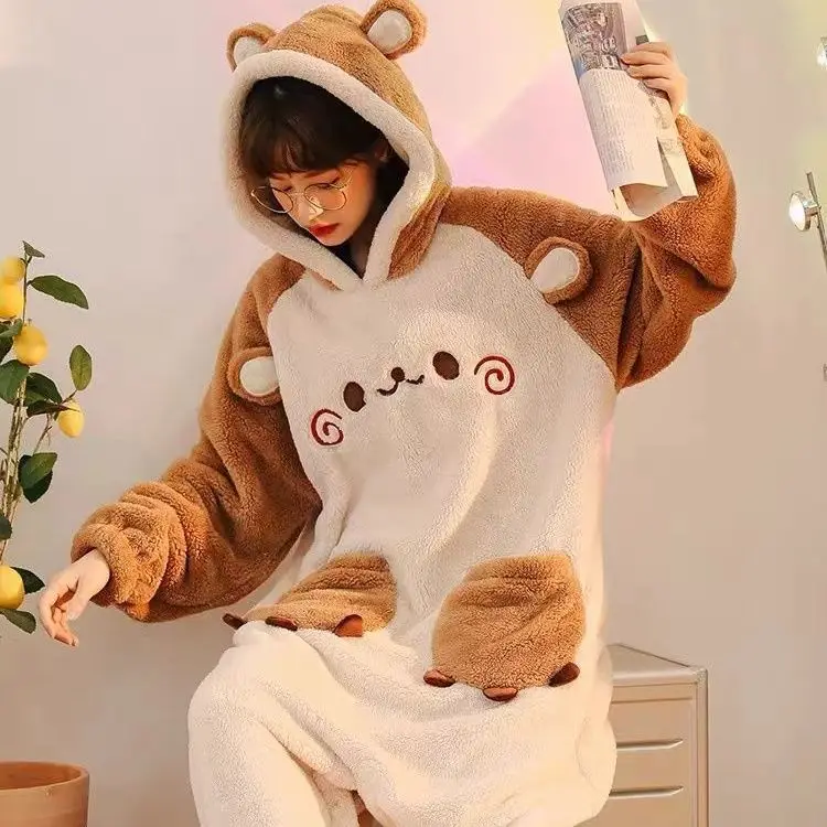 Winter Flannel Hooded Jumpsuit Pajama Sleepwear Cute Crtoon Girl Women Nightwear Pijamas Suit Thickened Coral Velvet Home Wear
Winter Flannel Hooded Jumpsuit Pajama Sleepwear Cute Crtoon Girl Women Nightwear Pijamas Suit Thickened Coral Velvet Home Wear