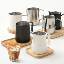 Coffee Milk Frothing Pitcher Jug 304 Stainless Steel With Scale Latte Steam Coffee Paint Process Kitchen Cafe Accessories