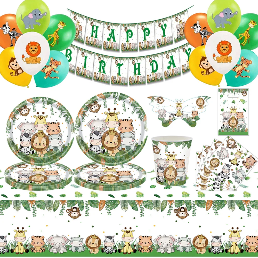 Jungle Animal Themed Disposable Tableware Green Forest Cartoon Animals Party Supplies Children's Birthday Party Home Table Decor
Jungle Animal Themed Disposable Tableware Green Forest Cartoon Animals Party Supplies Children's Birthday Party Home Table Decor