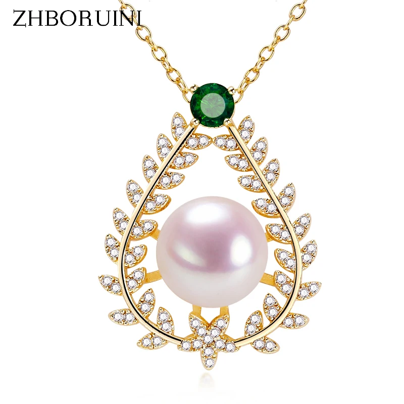 

ZHBORUIN 2022 Exquisite14k Gold Filled Choker Pendant Pearl Necklace Jewelry Natural Pearl Emerald Ivy Clavicle Chain Woman Gift