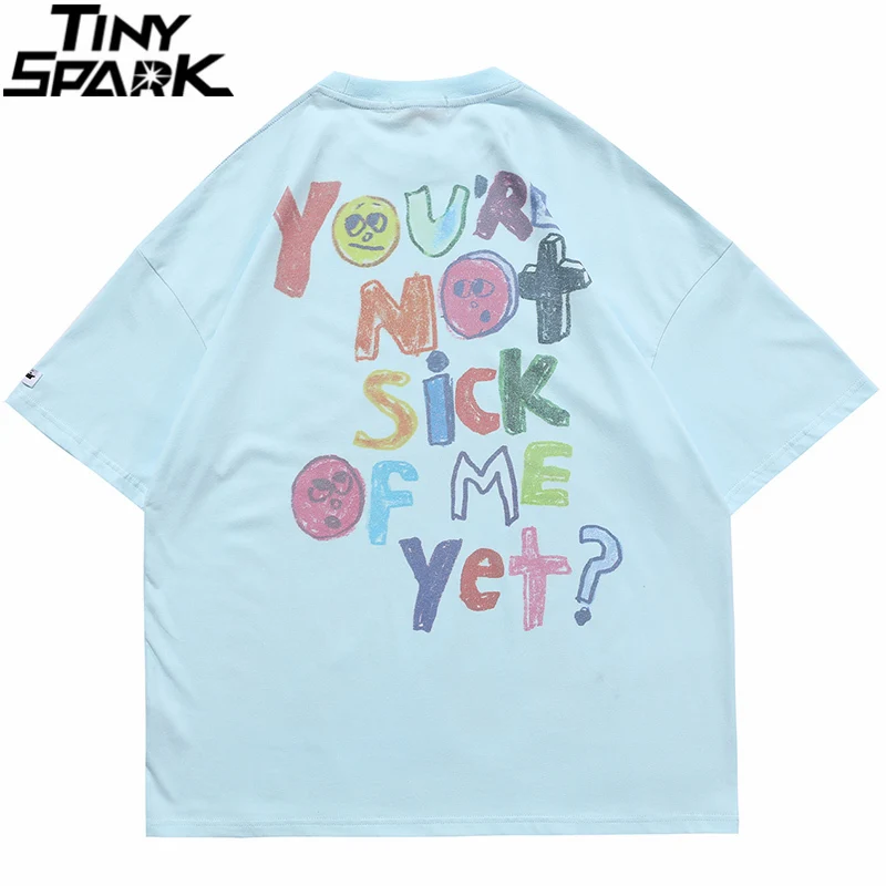 Мужская футболка оверсайз в стиле хип-хоп уличная с принтом сердца радуги