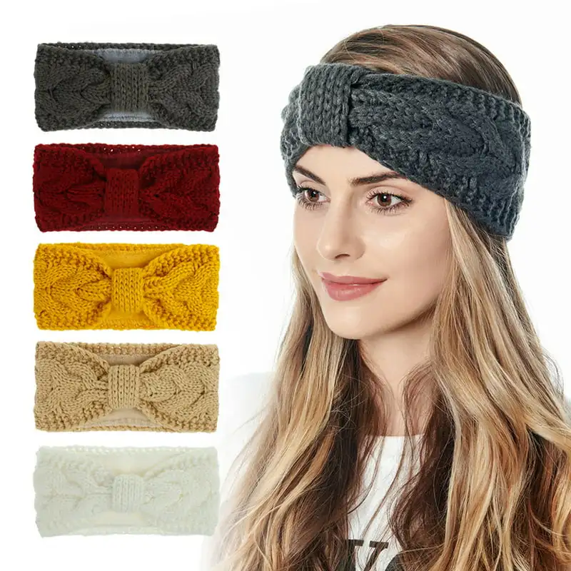 

Knit Headband Crochet Headbands Plain Braided Head Wrap Winter Ear Warmer for Women Girls(5 Pack)