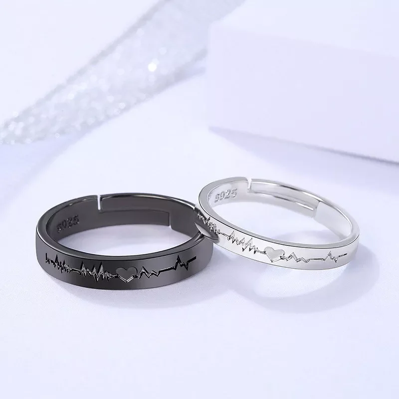 Love Heart Electrocardiogram Couple Open Rings For Women Men Lover Black Silver Color Engagement Wedding Valentine'Day Gift
Love Heart Electrocardiogram Couple Open Rings For Women Men Lover Black Silver Color Engagement Wedding Valentine'Day Gift