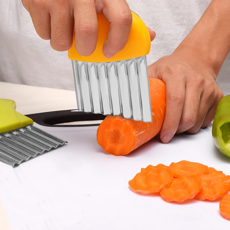 Potato Chip Slicer Wavy Knife Stainless Steel Dough Vegetable Fruit Corrugated Cutter Potato Cutter Chopper French Fry Maker
Potato Chip Slicer Wavy Knife Stainless Steel Dough Vegetable Fruit Corrugated Cutter Potato Cutter Chopper French Fry Maker