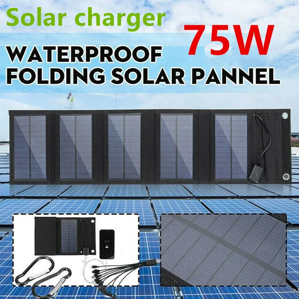 Foldable Solar Panel 75W USB Solar Cell Portable Folding Waterproof 5V Charger Outdoor Mobile Power Battery Sun Charging
Foldable Solar Panel 75W USB Solar Cell Portable Folding Waterproof 5V Charger Outdoor Mobile Power Battery Sun Charging