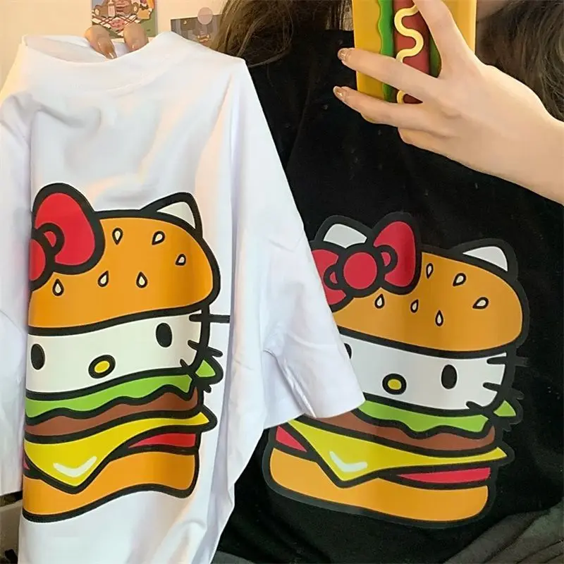 Милая футболка Sanrios HelloKittys, мультяшный принт с бургерами, хлопок, круглый вырез, летний короткий рукав, универсальный топ, подарок для девоче...
Милая футболка Sanrios HelloKittys, мультяшный принт с бургерами, хлопок, круглый вырез, летний короткий рукав, универсальный топ, подарок для девоче...