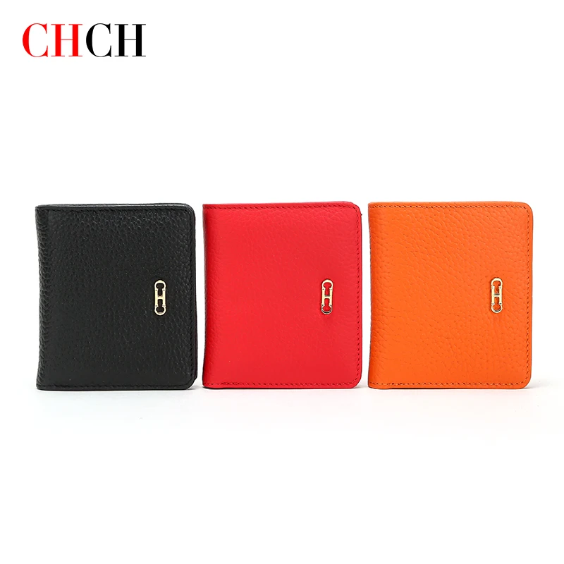

CHCH Women's Wallet Luxury Designer Genuine Leather Clutches Coin Purse Card Holder Zipper Short Wallets Bags for Ladies