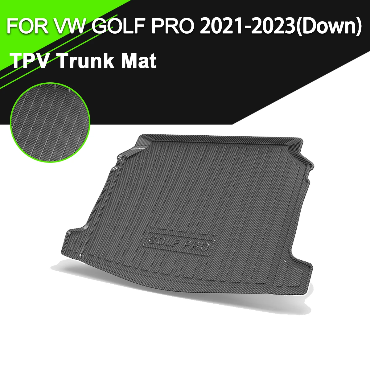 Коврик для багажника TPV VW GOLF PRO 2021-2023 (вниз) автомобильный водонепроницаемый