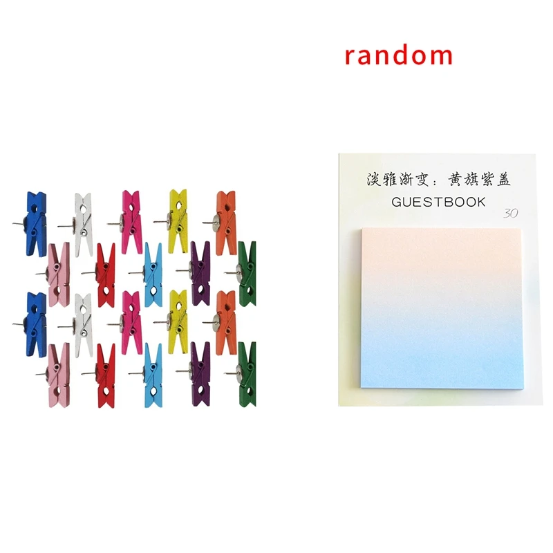 1 Set Push Pins With Wooden Clips Pushpins With Pins Multicolor & 1 Pcs Creative Style Gradient Color Self-Adhesive Memo
1 Set Push Pins With Wooden Clips Pushpins With Pins Multicolor & 1 Pcs Creative Style Gradient Color Self-Adhesive Memo