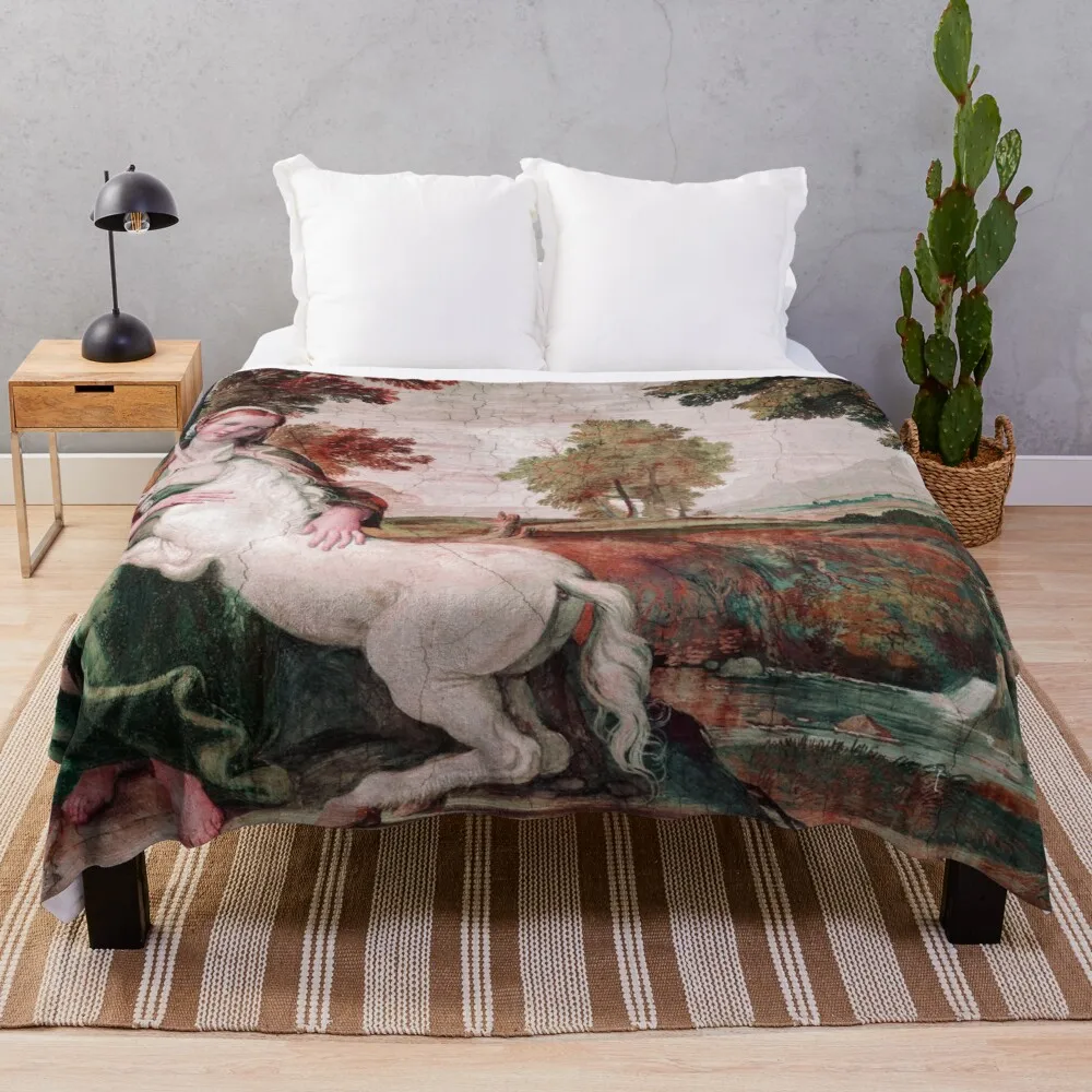 

Landscape Antique Flemish Tapestry Throw Blanket Drop Fabrics Bed Covers fit Couch Sofa Suitable Greenery Trees In Woodland