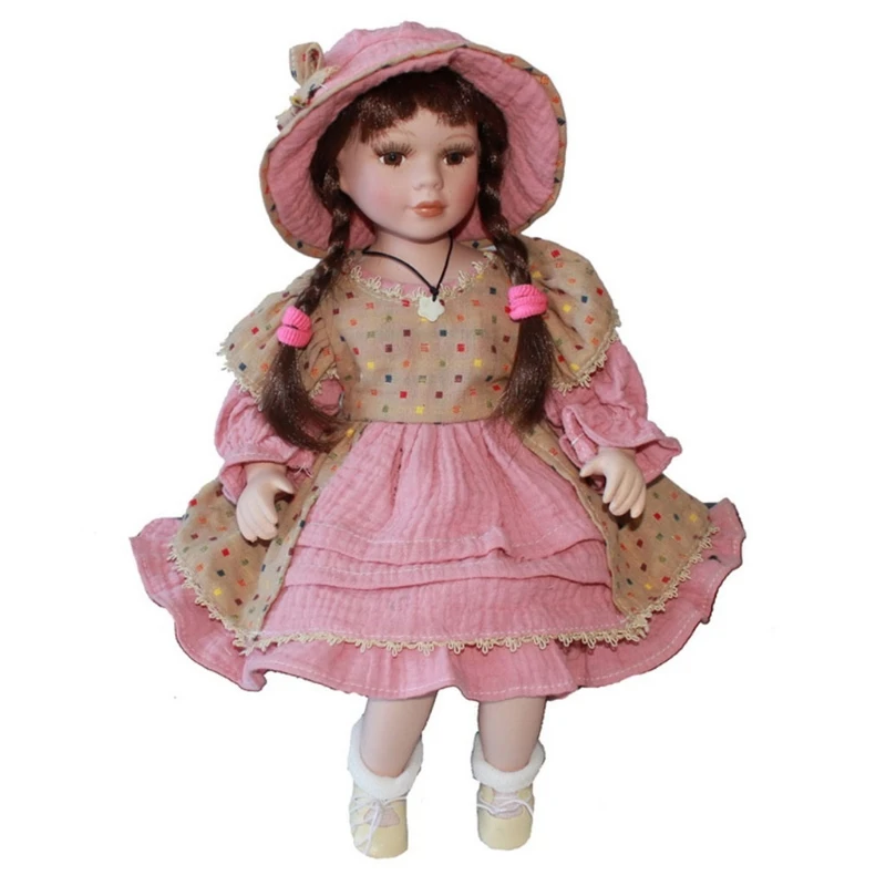 

Реалистичная фарфоровая игрушечная фигурка Реборн, игрушка-симулятор, кукла, выглядит реально с открытыми глазами и розовым платьем, 16 дюймов