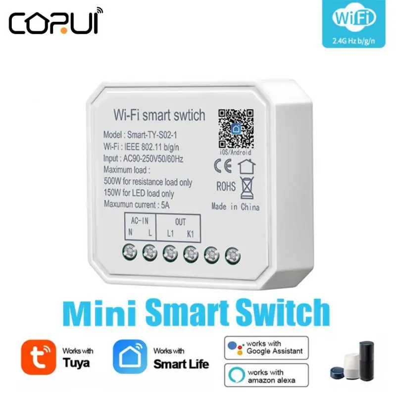 CoRui 5A Tuya WiFi Mini Smart Switch Module For DIY Light 1/2 Gang Smart Life Tuya Remote Control Work With Alexa Google Home
CoRui 5A Tuya WiFi Mini Smart Switch Module For DIY Light 1/2 Gang Smart Life Tuya Remote Control Work With Alexa Google Home