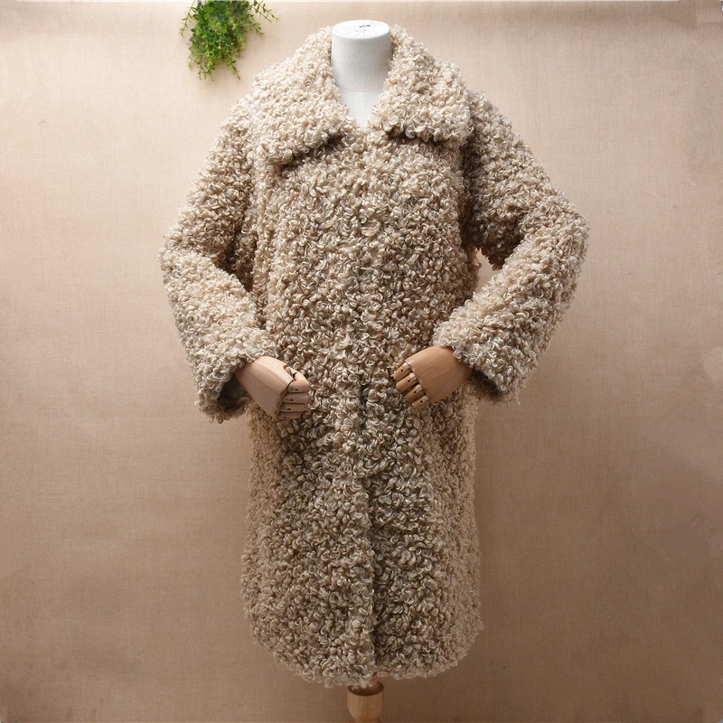 

Женский вязаный свитер с длинным рукавом, плотный Пушистый свитер-кардиган из 1,7-ной шерсти с отложным воротником, одежда для осени и зимы, 100...