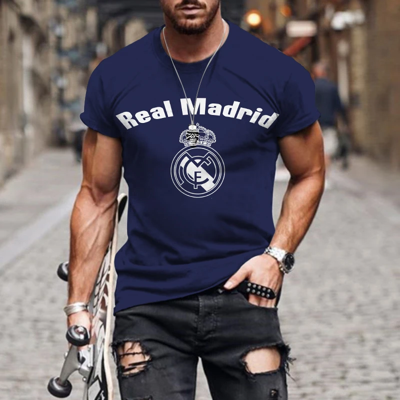 

2022, одежда в стиле Харадзюку, футболки, модная дизайнерская футболка с 3D принтом Реал Мадрид, брендовая футболка большого размера, футболка ...