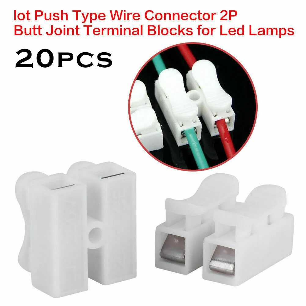 20Pcs CH2 Spring Quick Wire Connector Cable Clamp Replacement Terminal Block LED Strip Light Quick Splice Lock Wire Terminals
20Pcs CH2 Spring Quick Wire Connector Cable Clamp Replacement Terminal Block LED Strip Light Quick Splice Lock Wire Terminals