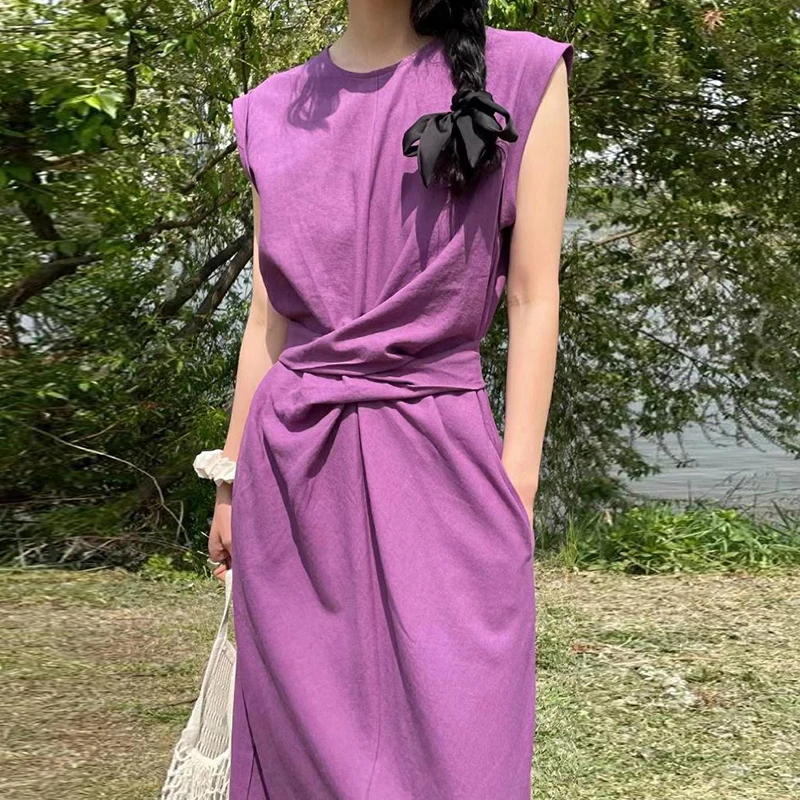 SuperAen 2022 Summer Solid Simple All Match O Neck Wrap Around Lace Up Waist Slim Back Split Sleeveless Dresses Women
SuperAen 2022 Summer Solid Simple All Match O Neck Wrap Around Lace Up Waist Slim Back Split Sleeveless Dresses Women