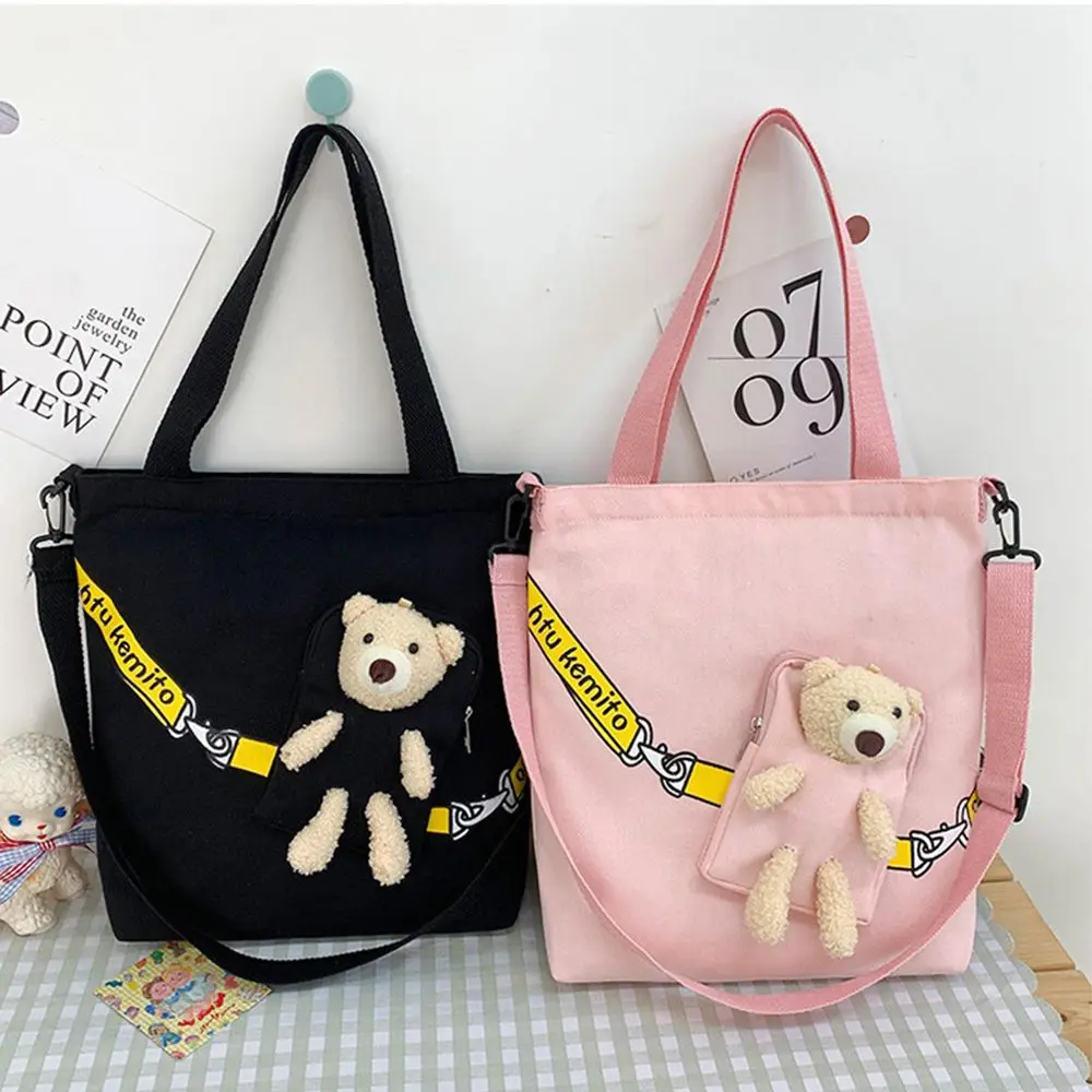 Handbag With Phone Bag All-match Purse Korean Style Canvas Bag Cute Small Bag Detachable Bear Toy Women Crossbody Bag
Handbag With Phone Bag All-match Purse Korean Style Canvas Bag Cute Small Bag Detachable Bear Toy Women Crossbody Bag