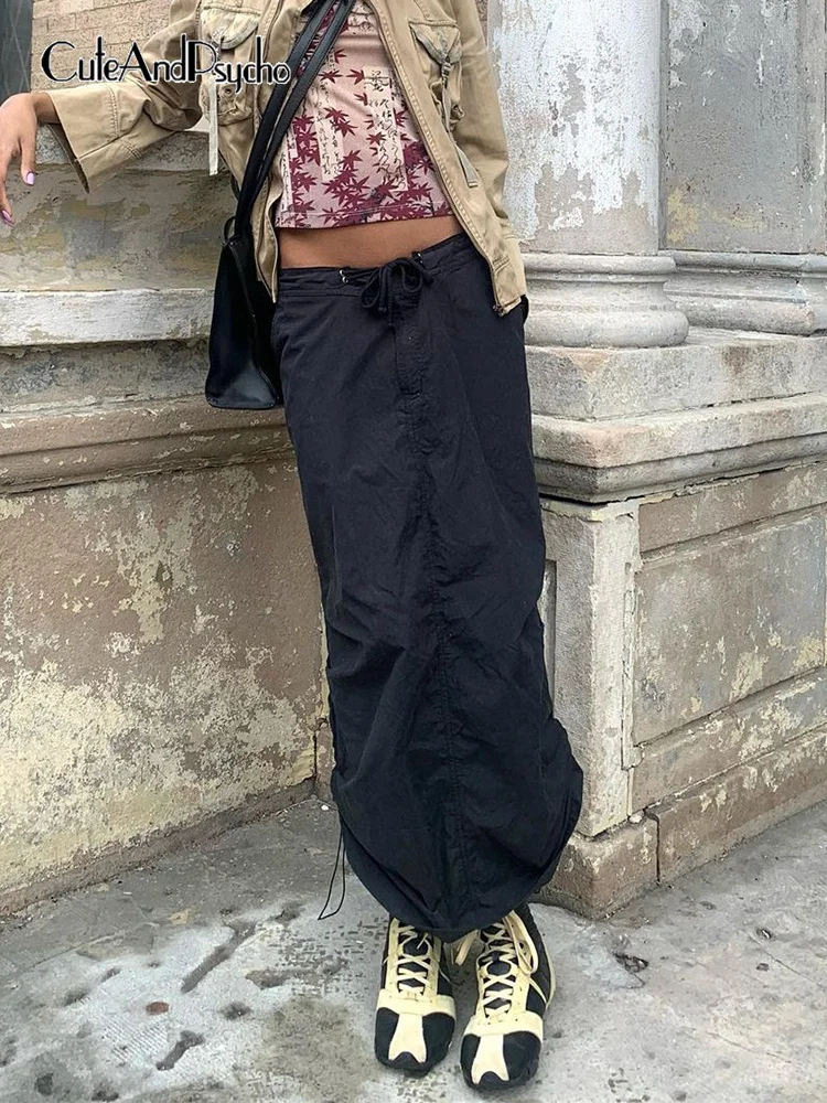 Cuteandpsycho Vintage Drawstring Cargo Skirts Chic Y2K Solid Retro Women's Grunge Clothes Shirring Harajuku Long Skirts Techwear
Cuteandpsycho Vintage Drawstring Cargo Skirts Chic Y2K Solid Retro Women's Grunge Clothes Shirring Harajuku Long Skirts Techwear