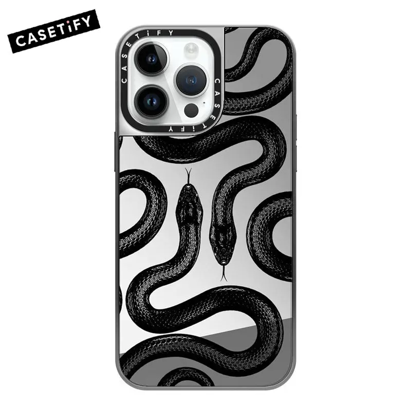 

CASETIFY Black King Snake Original Magnetic Magsafe Wireless Charging Cases for IPhone 14Plus 13Pro 14 Pro Max Mirror Case G0616