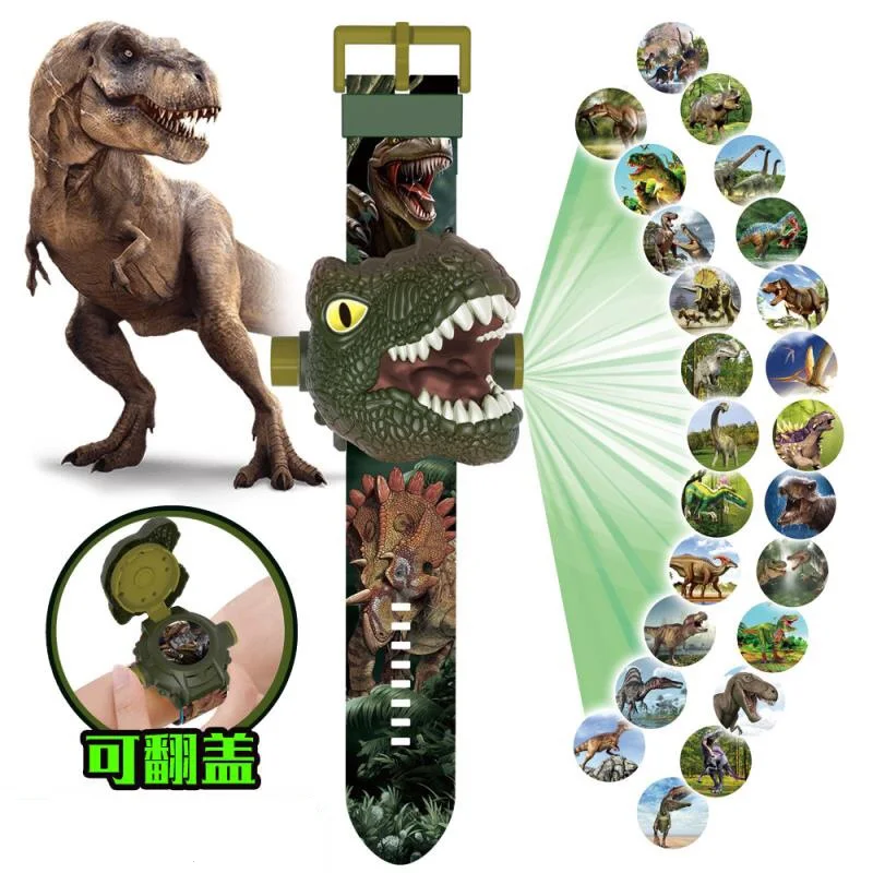 

Indoraptor Dinosaur Toy Watch Pattern 3D Projection Anime Figure Children Electronic Pokemon Watch Pikachu Spiderman Glow