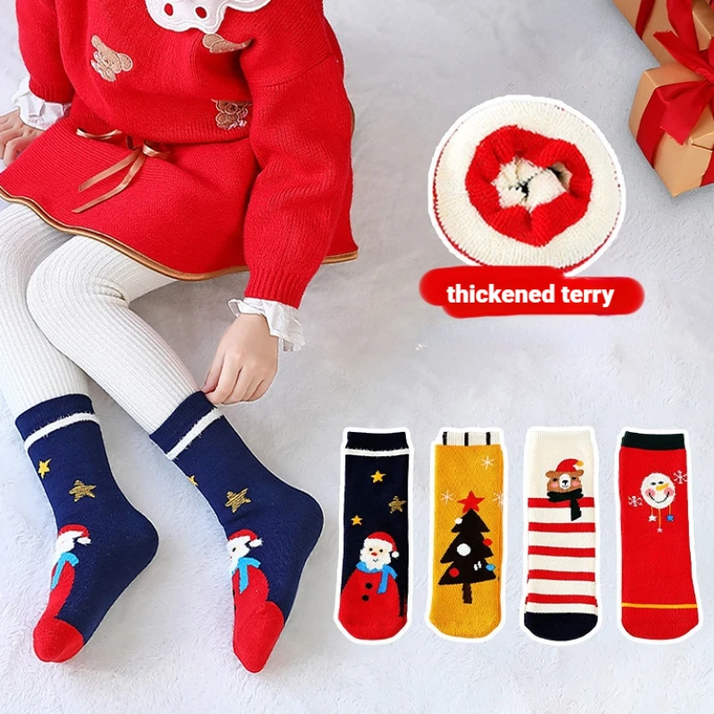 4 Pairs/lot Winter Warm Terry Thickened Cotton Creative Cartoon Christmas Baby Boy Girl Socks Kids Absorb Sweat Breathable Sock
4 Pairs/lot Winter Warm Terry Thickened Cotton Creative Cartoon Christmas Baby Boy Girl Socks Kids Absorb Sweat Breathable Sock