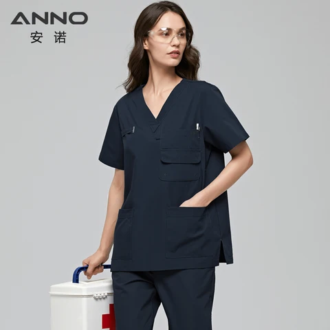 Униформа ANNO для мужчин и женщин, набор скрабов с несколькими карманами, больничная классическая форма, одежда для кормления