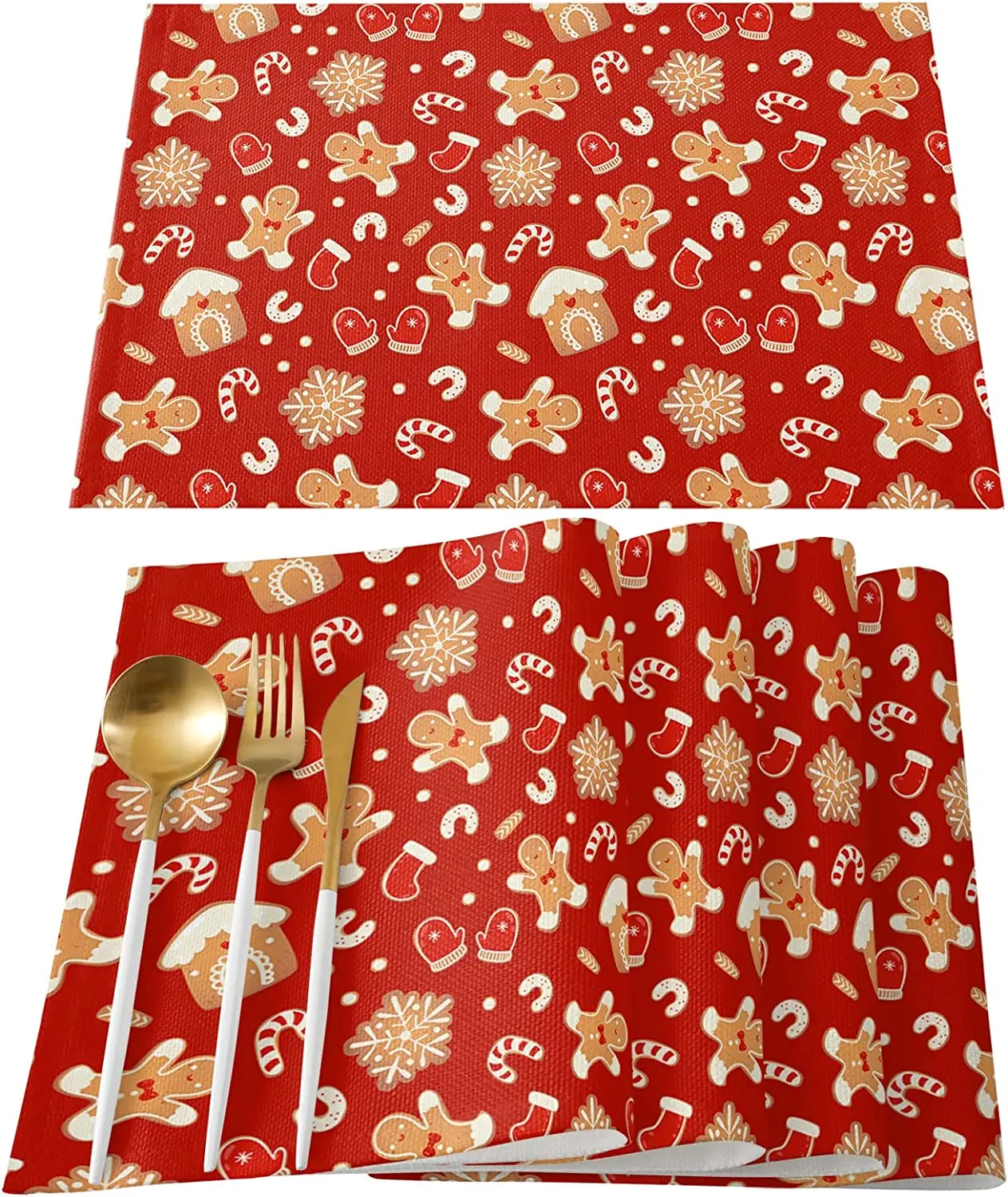 Christmas Placemats Set of 4 Gingerbread Man Snowflake Place Mats Candy Cane Glove Heat Resistant Washable Kitchen Tablemats
Christmas Placemats Set of 4 Gingerbread Man Snowflake Place Mats Candy Cane Glove Heat Resistant Washable Kitchen Tablemats