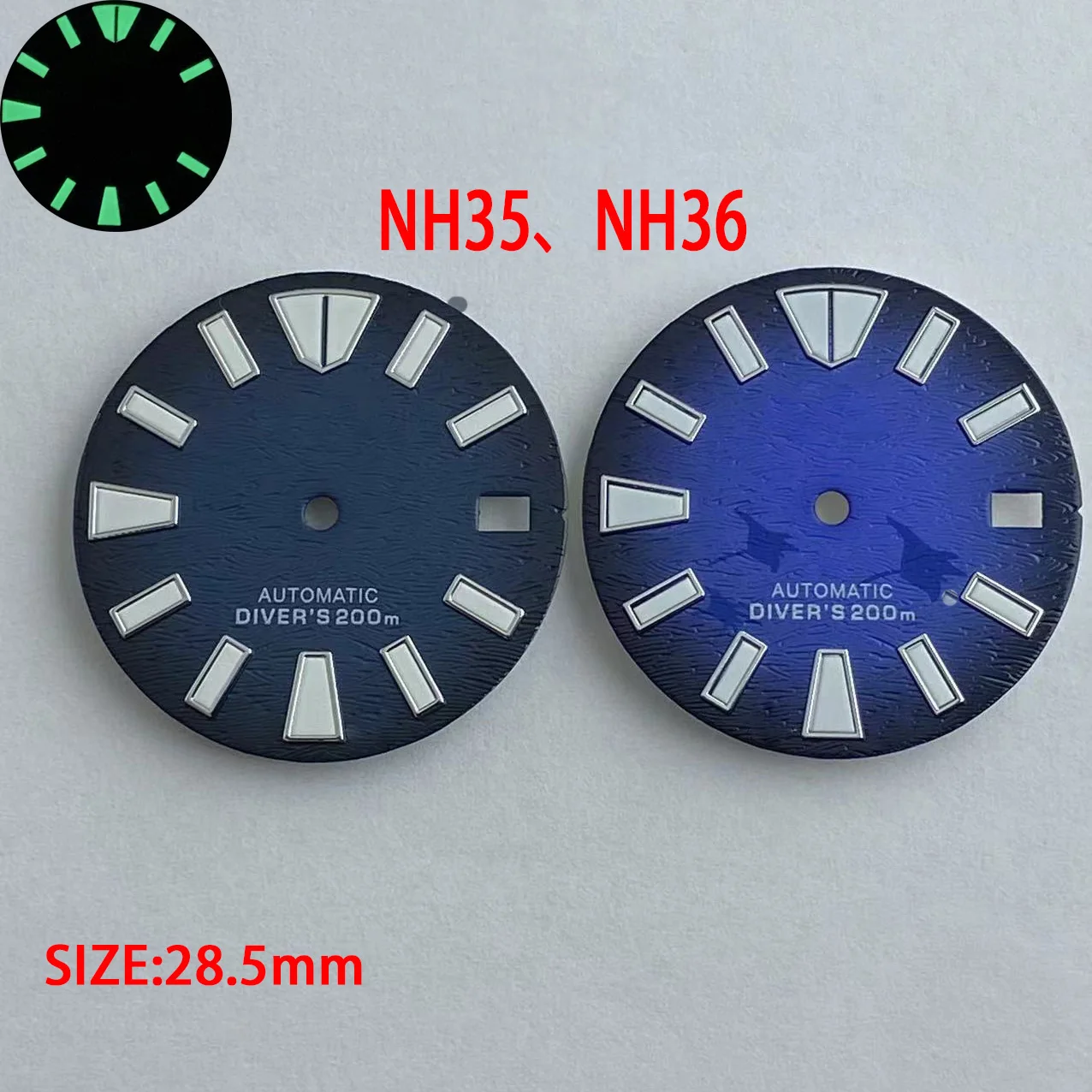 28.5mm NH35 Watch Dial Green Luminous Dial for SKX007 NH35 NH36 Movement Single Calendar Watch S Dial with
28.5mm NH35 Watch Dial Green Luminous Dial for SKX007 NH35 NH36 Movement Single Calendar Watch S Dial with