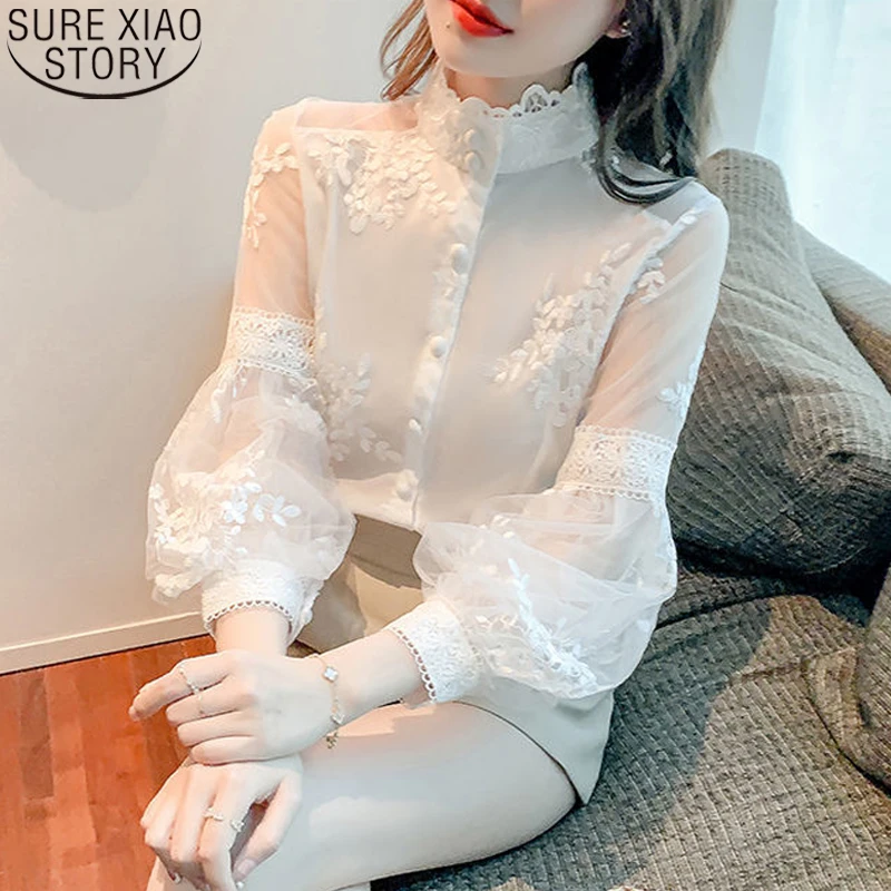 Elegant Sweet Chiffon Lace Patchwork White Shirts Spring Summer Stand Collar Long Lantern Sleeve Cardigan Women Clothing 21518
Elegant Sweet Chiffon Lace Patchwork White Shirts Spring Summer Stand Collar Long Lantern Sleeve Cardigan Women Clothing 21518