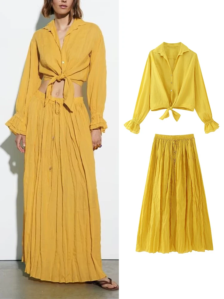 Women 2 Pieces Shirt And Skirts Sets 2023 Summer Fashion Shirts Suit + Elastic Waist Long Skirts Two Pieces Set Womens Outfits
Women 2 Pieces Shirt And Skirts Sets 2023 Summer Fashion Shirts Suit + Elastic Waist Long Skirts Two Pieces Set Womens Outfits