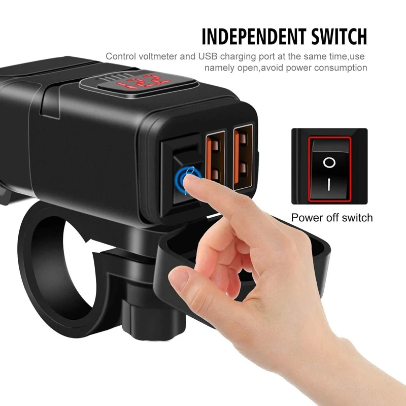 Motorcycle Handlebar 12V SAE Dual QC3.0 USB Car Charger Adapter With Voltmeter ,Dual USB Super Fast Charger
Motorcycle Handlebar 12V SAE Dual QC3.0 USB Car Charger Adapter With Voltmeter ,Dual USB Super Fast Charger