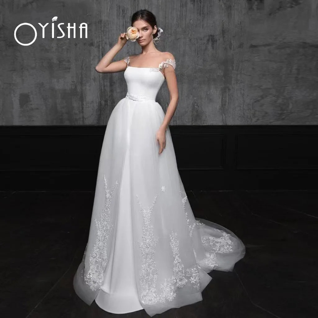 OYISHA Elegant Boat Neck Wedding Dresses For Women 2023 Modern Lace Applique Bridal Gown Cap Sleeves Robe De Mariée Sweep Train
OYISHA Elegant Boat Neck Wedding Dresses For Women 2023 Modern Lace Applique Bridal Gown Cap Sleeves Robe De Mariée Sweep Train
