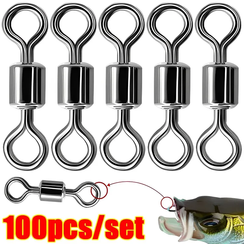 50/100PCS Fishing Swivels Ball Bearing Swivel with Safety Snap Solid Rings Rolling Swivel Connector for Carp Fishing Accessories
50/100PCS Fishing Swivels Ball Bearing Swivel with Safety Snap Solid Rings Rolling Swivel Connector for Carp Fishing Accessories