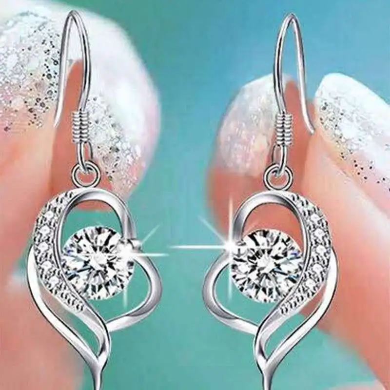 Europe and America Blue Zircon Earrings Women Love Heart Silver Pendant Earrings Girls Lovely Fashion Party Jewelry Gift
Europe and America Blue Zircon Earrings Women Love Heart Silver Pendant Earrings Girls Lovely Fashion Party Jewelry Gift