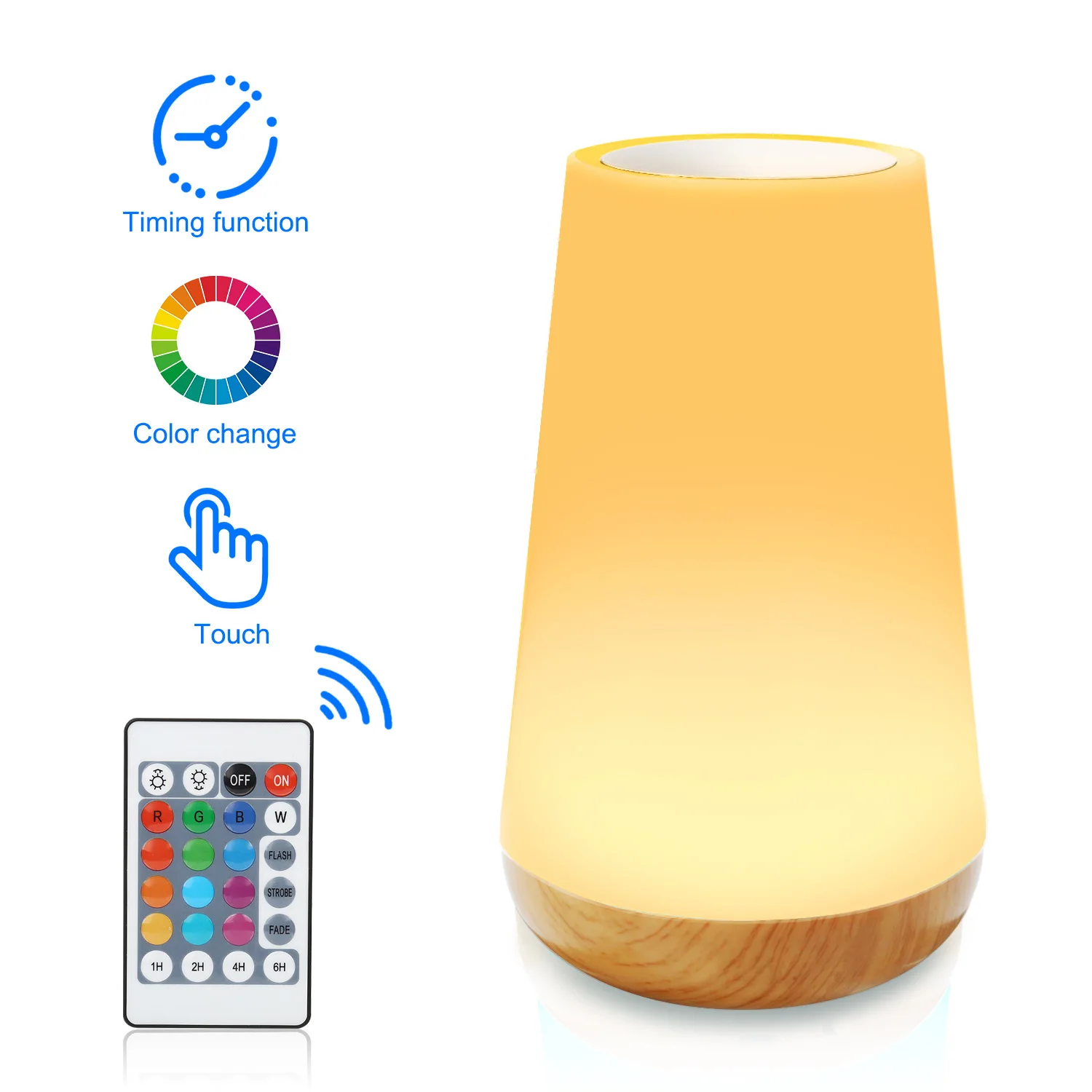 

Wooden grain remote control touch small night light creative clapping table light bedroom bedside light colorful atmospherelight