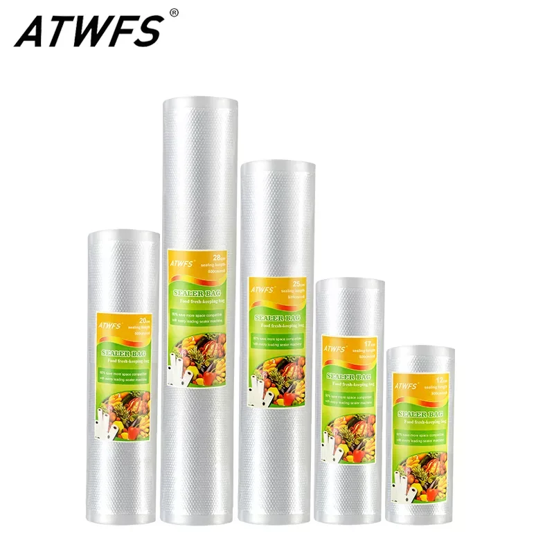 

Вакуумные пакеты для вакуумного упаковщика ATWFS с функциями упаковка и хранение пищевых продуктов, 3-5 упаковочных рулонов