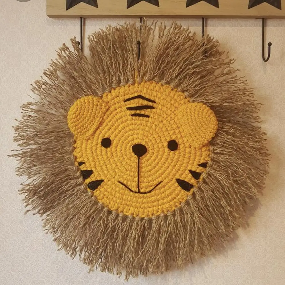 INS Nordic Handmade Lion Wall Decor Cotton Thread Straw Woven Animal Head Wall Hanging Ornament For Nursery Baby Room Decoration
INS Nordic Handmade Lion Wall Decor Cotton Thread Straw Woven Animal Head Wall Hanging Ornament For Nursery Baby Room Decoration