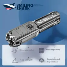 Smiling Shark Abs Strong Light Focused Flashlight Outdoor Portable Home Commonly Used Flashlight Distribution Hot Flashlight