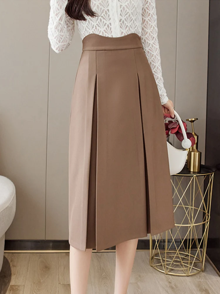 Ailegogo High Waist Women Slim Fit Medium Long Pleated Skirt Spring Summer Female Solid Color Elegant Office Lady Bottoms
Ailegogo High Waist Women Slim Fit Medium Long Pleated Skirt Spring Summer Female Solid Color Elegant Office Lady Bottoms
